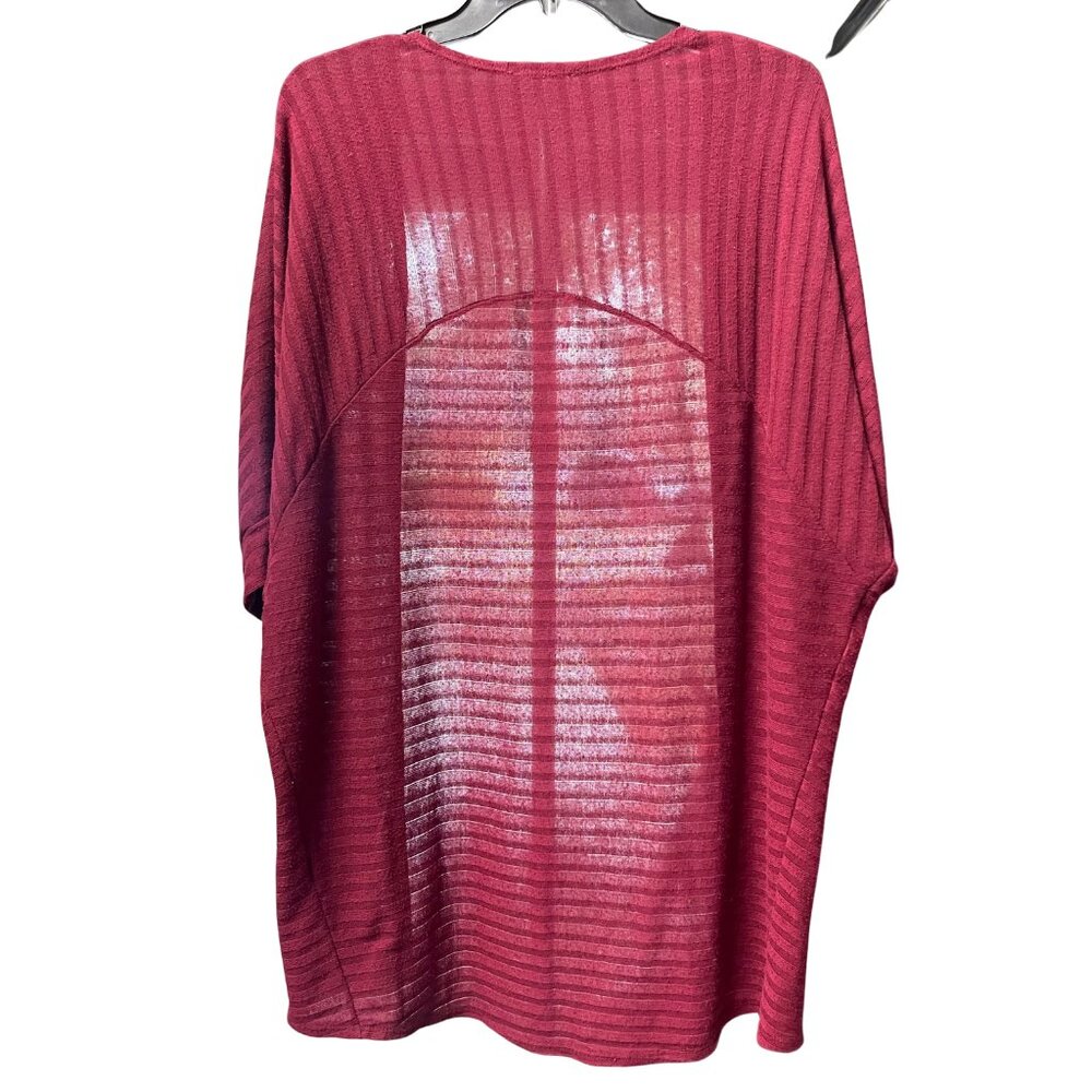 Rolla Coster Sheer Ribbed Cardigan Kimono | Burgundy Wine | Made in USA | Size S - Picture 2 of 4